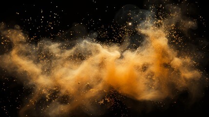 Obraz premium Vivid orange dust explosion amidst sparkling stars in the vast expanse of outer space