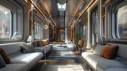 Train and Modern Room Interior