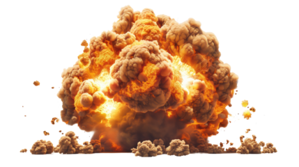 Nuclear explosion on transparent background