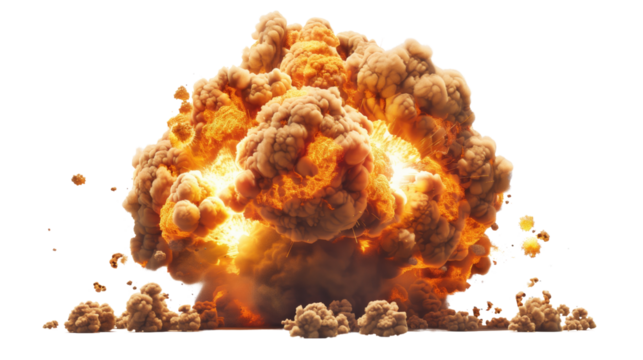 Nuclear explosion on transparent background