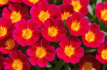 Colorful Blossoms of Portulaca grandiflora with Overlapping Petals