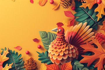 Naklejka premium Thanksgiving Banner, Fruit and vegetable in thanksgiving day soft blurred background,