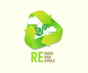 Premium vector about green concept, reduce, reuse, recycle. Template icon for logo.