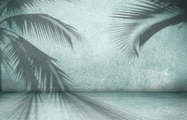 Summer background of free space and palms leaves shadows on top. Empty space for your decoration. 