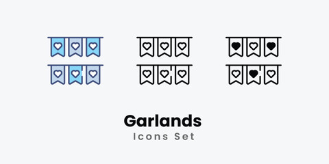 Garlands icons vector set stock illustration.