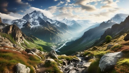 Mountain landscape Ponta Del,mountain, landscape, mountains, nature, sky, snow, 