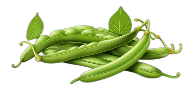 A green bean clipart, nature element, 3D illustration, green, isolated on white background