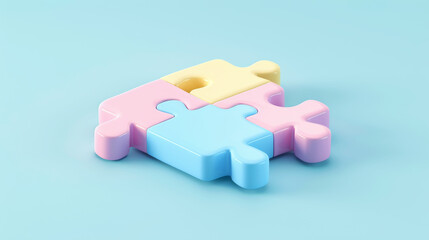 Digital template with 3D puzzle pieces with soft shapes and pastel colors. Business strategy concept. Generative AI