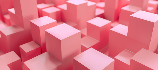 Fototapeta premium Pink Serenity: Aesthetic Patterns of Light Pink Blocks in Various Shapes, Creating a Calming Background Wallpaper