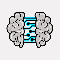 Brain tech circuit logo vector