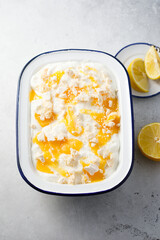 Homemade lemon trifle with meringue