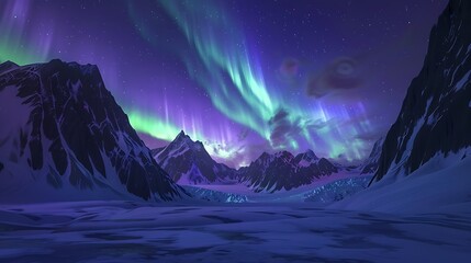 Arctic Aurora Capture magical beauty of the Northern Lights dancing above glaciers illuminating the night sky with vibrant hues of green and purple
