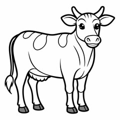 cow line art vector for coloring book svg