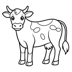cow line art vector for coloring book svg
