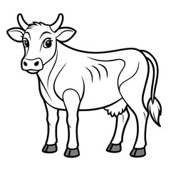 cow line art vector for coloring book svg