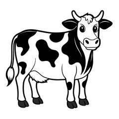 cow line art vector for coloring book svg