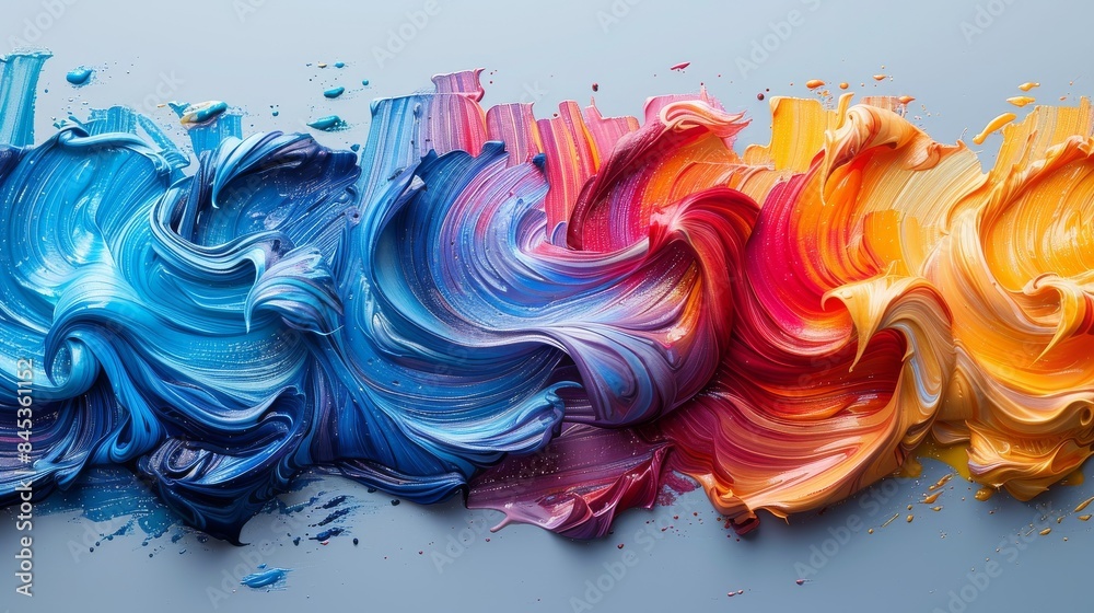Poster this image captures the dynamic swirls of paint in an array of vivid colors creating a visually stim