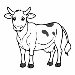 cow line art vector for coloring book svg