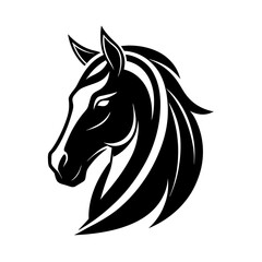  a minimalist logo vector art illustration with a points horse head logo,