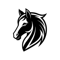  a minimalist logo vector art illustration with a points horse head logo,