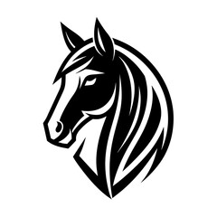  a minimalist logo vector art illustration with a points horse head logo,