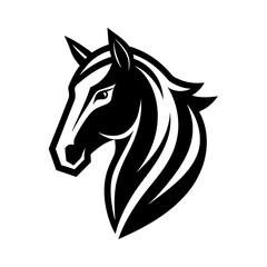  a minimalist logo vector art illustration with a points horse head logo,