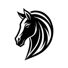  a minimalist logo vector art illustration with a points horse head logo,