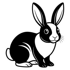 cute Rabbit different style vector illustration line art