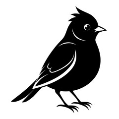 Kinglet bird silhouette black different style vector illustration line art