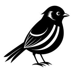 Kinglet bird silhouette black different style vector illustration line art