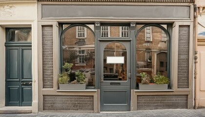 typical french bistrot facade, vintage storefront model
