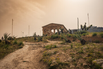  Archaeological Park of Segesta ruins in Sicily , temple  Italy