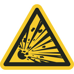 ISO warning safety signs_warning ; explosive material symbol and pictogram only size 1 x 1 x 1 triangular shape