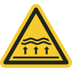 ISO warning safety signs_warning ; flood zone symbol and pictogram only size 1 x 1 x 1 triangular shape