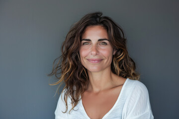 Naklejka premium A close up portrait of a woman with a subtle smile