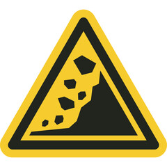 ISO warning safety signs_warning ; landslide zone symbol and pictogram only size 1 x 1 x 1 triangular shape