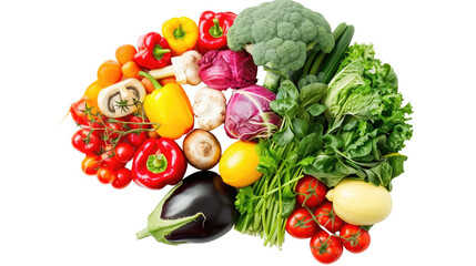 Brain made of vegetables on a transparent background