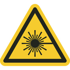 ISO warning safety signs_warning ; laser beam symbol and pictogram only size 1 x 1 x 1 triangular shape