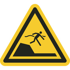 ISO warning safety signs_warning ; sudden drop in swimming or leisure pools symbol and pictogram only size 1 x 1 x 1 triangular shape