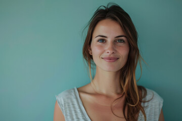 Fototapeta premium A close up portrait of a woman with a subtle smile