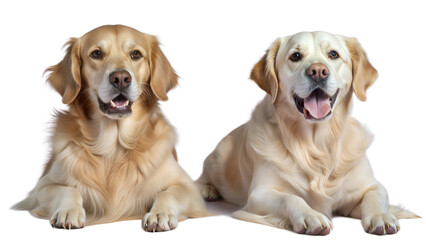 two Golden Retriever puppies sitting together