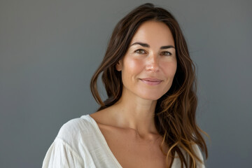 Fototapeta premium A close up portrait of a woman with a subtle smile