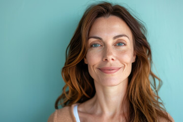 Fototapeta premium A close up portrait of a woman with a subtle smile