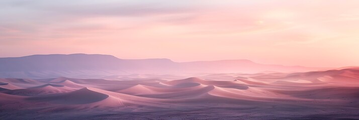 Fototapeta premium Capture tranquility of desert mornings with softfocus photography highlighting the subtle colors and textures of the dawn landscape