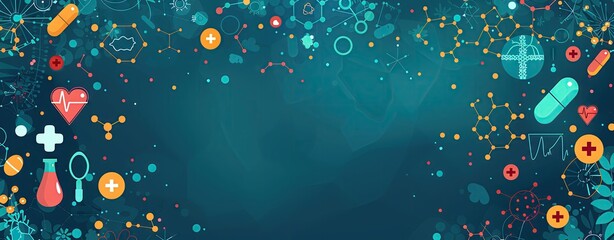 A dynamic vector background for World Health Day with medical icons and health symbols, and space for informative text