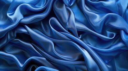 Fototapeta premium Blue woven silk fabric with fluffy texture and decorative pattern