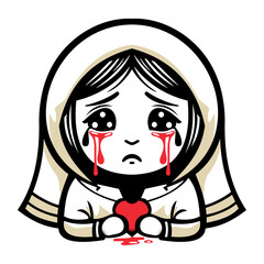 Heartbroken Palestinian Child: A Cry for Peace. Vector Illustration. Palestine Design.