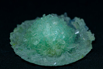 Close-up of a homemade crystal from salts