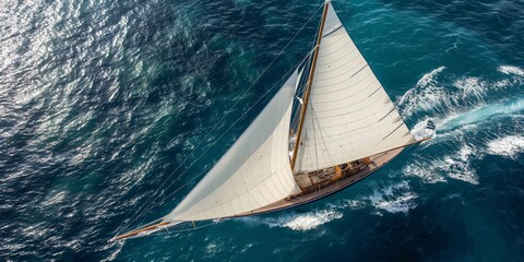 Obraz premium A sailboat in the blue sea is an exciting summer adventure.