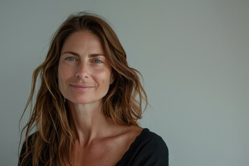Fototapeta premium A close up portrait of a woman with a subtle smile